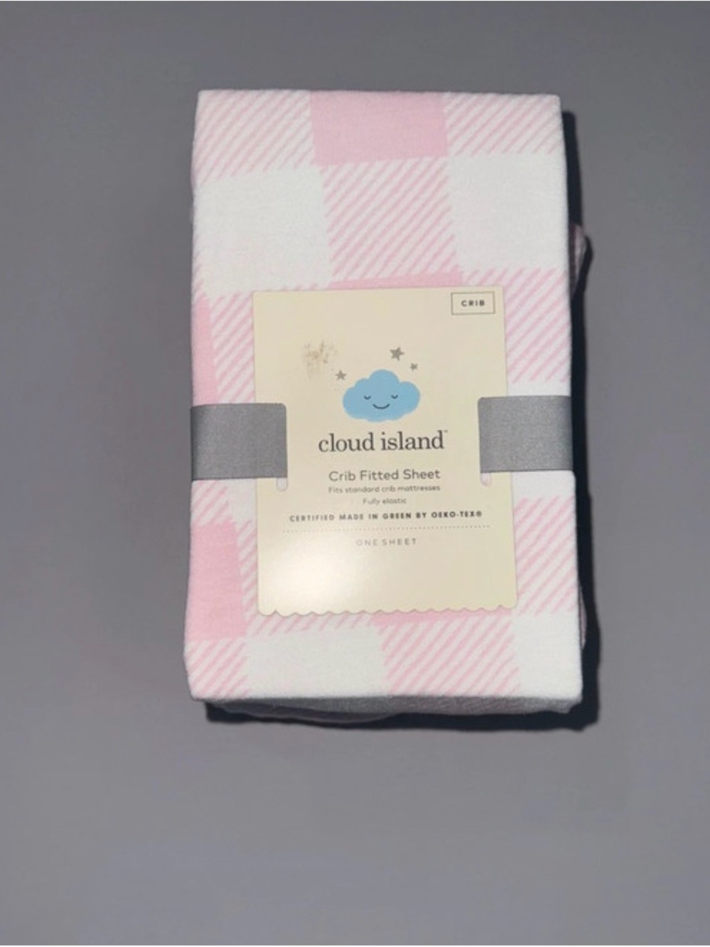 cloud island Pink & White Buffalo Check Crib Sheet